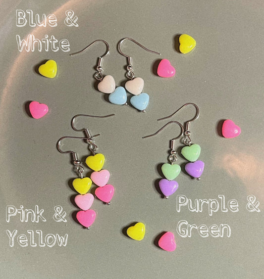 Coloured heart earrings